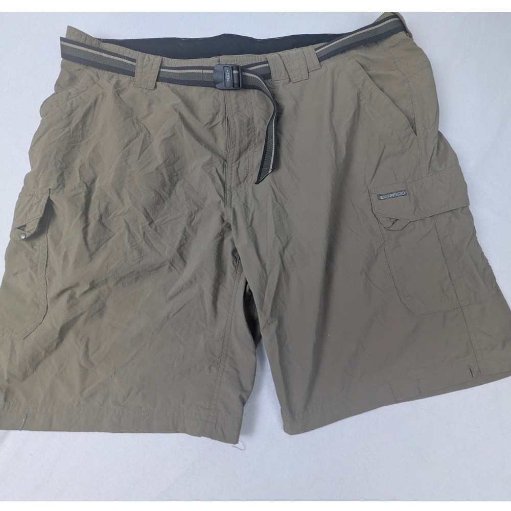 ExOfficio Mens 40 Olive Green Nylon Cargo Hiking Shorts Web Belt Quick Dry - Picture 2 of 12